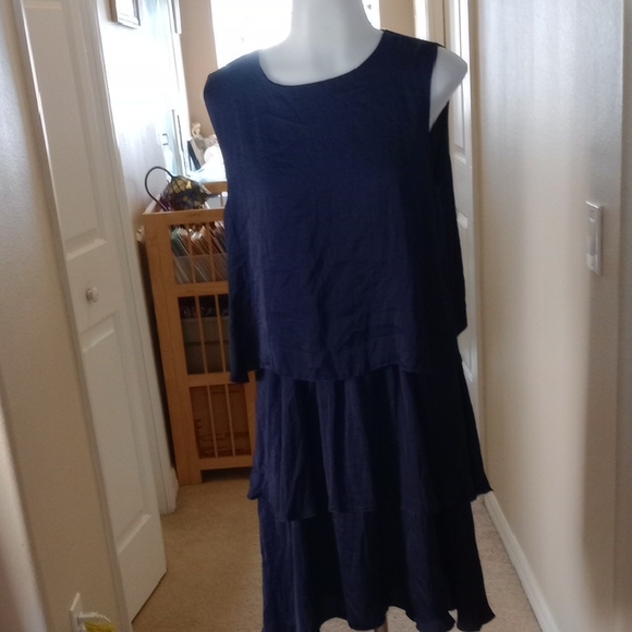 BNWT Sam Edelman Blue lined layered Tiered sundress size 6 - Picture 1 of 8